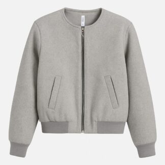Grey Zip-Up Bomber Jacket