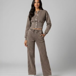 StoneWash Lounge Co-Ord Set – Taupe